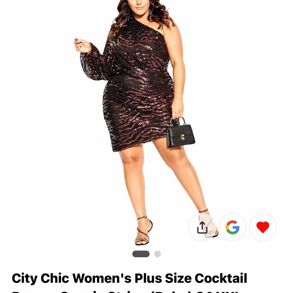 City Chic Black Off-Shoulder Top with Ruby Red Sequin Stripes New w/Tags Sz 24W